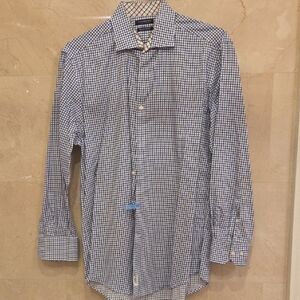 MEN'S TAILORBYRD CHECKERED Red & White BUTTON DOWN DRESS SHIRT SIZE LARGE $100